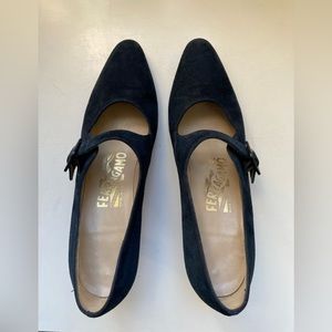 VTG Suede Ferragamo Mary Janes